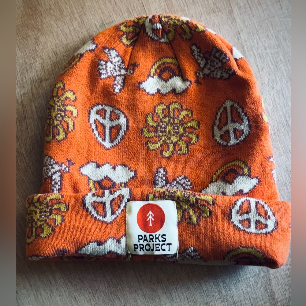 Parks Project Vibrant Orange Peace beanie